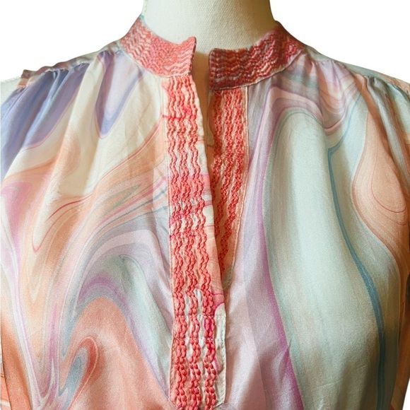 JOHNNY WAS WORKSHOP SLEEVELESS SILK TIERED DRESS SIZE SMALL - Picture 2 of 12